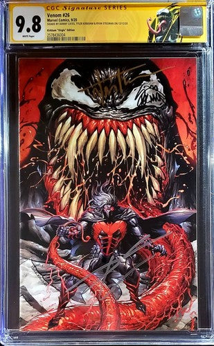 🔥Venom 26 CGC 9.8 SS x3 Kirkham, Cates & Stegman w Custom Label 1st Virus crain