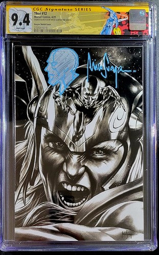 π₯ THOR 12 MICO SUAYAN Virgin B&W virgin signed & sketch by MICO β‘ Silver Surfer