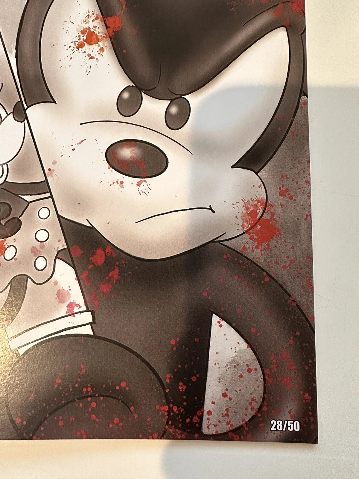 STEAMBOAT WILLIE B&W BLOOD SPLASH #28/50 PERFECT! VIRGIN SAJAD SHAH ART