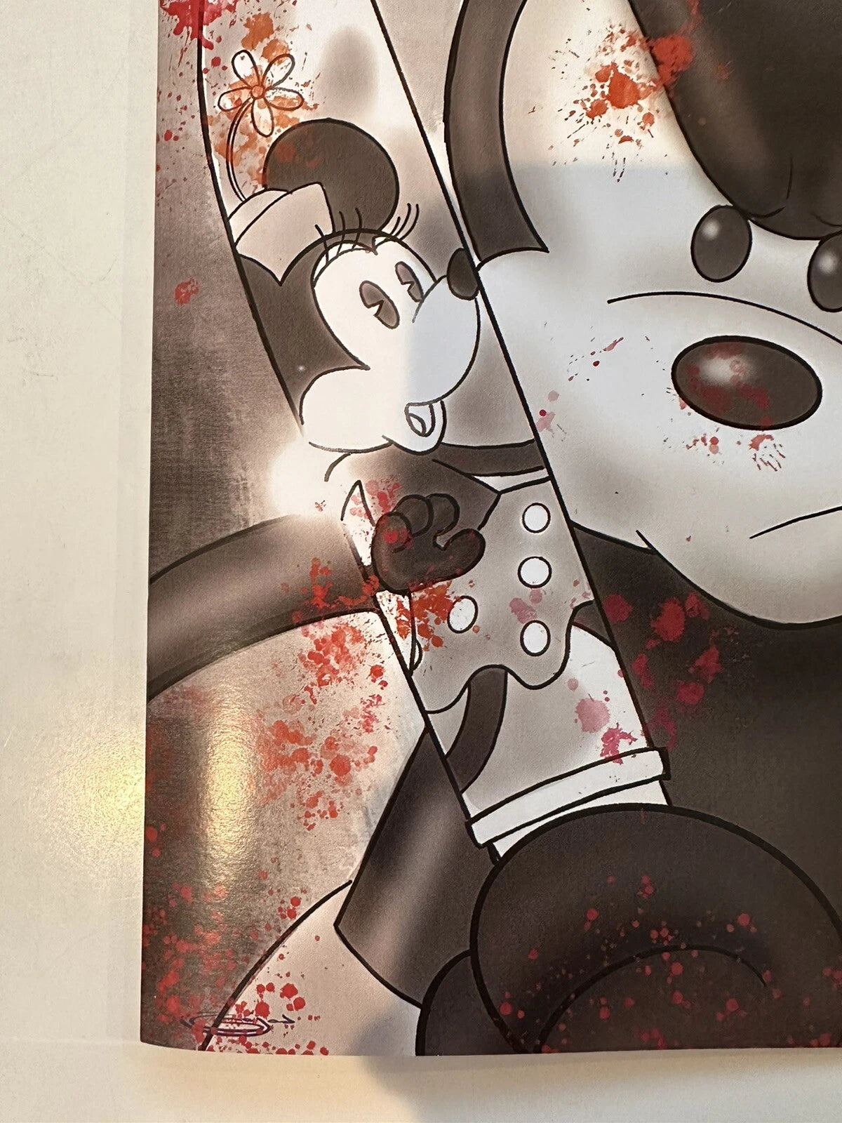 STEAMBOAT WILLIE B&W BLOOD SPLASH #28/50 PERFECT! VIRGIN SAJAD SHAH ART