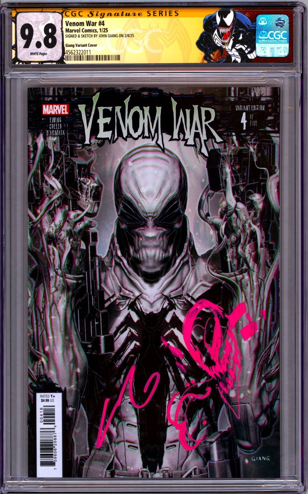VENOM WAR #4 SS CGC 9.8 🕸 1:25 SIGNED & REMARKED BY JOHN GIANG🔥CUSTOM LABEL