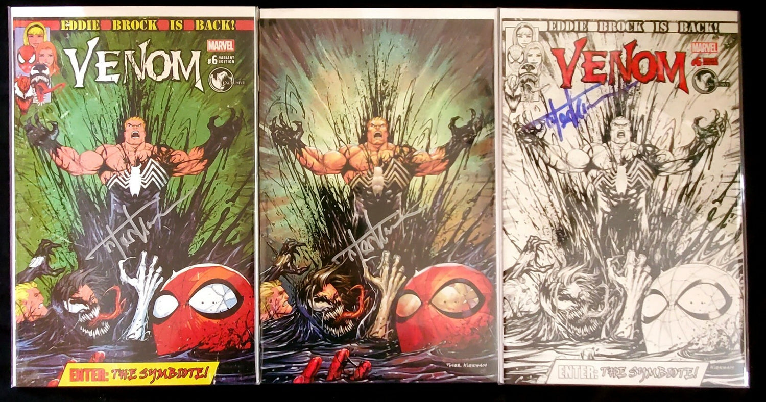 🔥VENOM 6 Vol 3 SIGNED BY TYLER KIRKHAM 3PK VIRGIN 🕸B&W/SKETCH & COLOR VARIANT