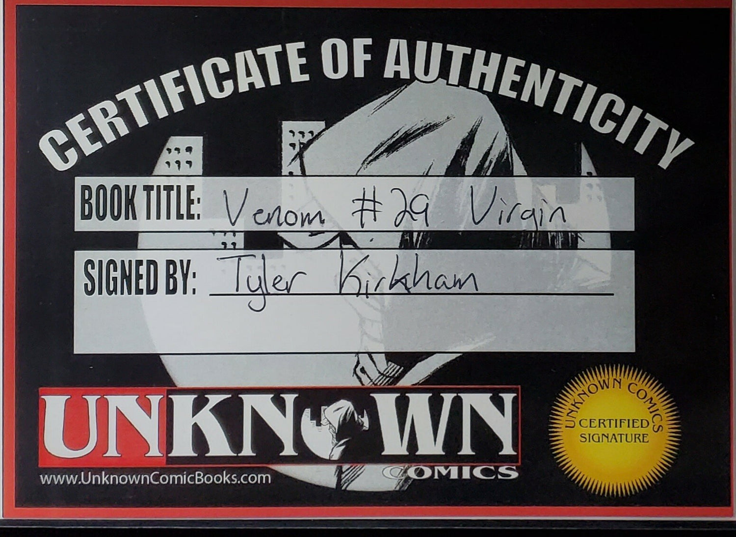 🔥🚨 Venom #29 SIGNED BY Kirkham VIRGIN Variant W/ COA 🔥Crain virus knull