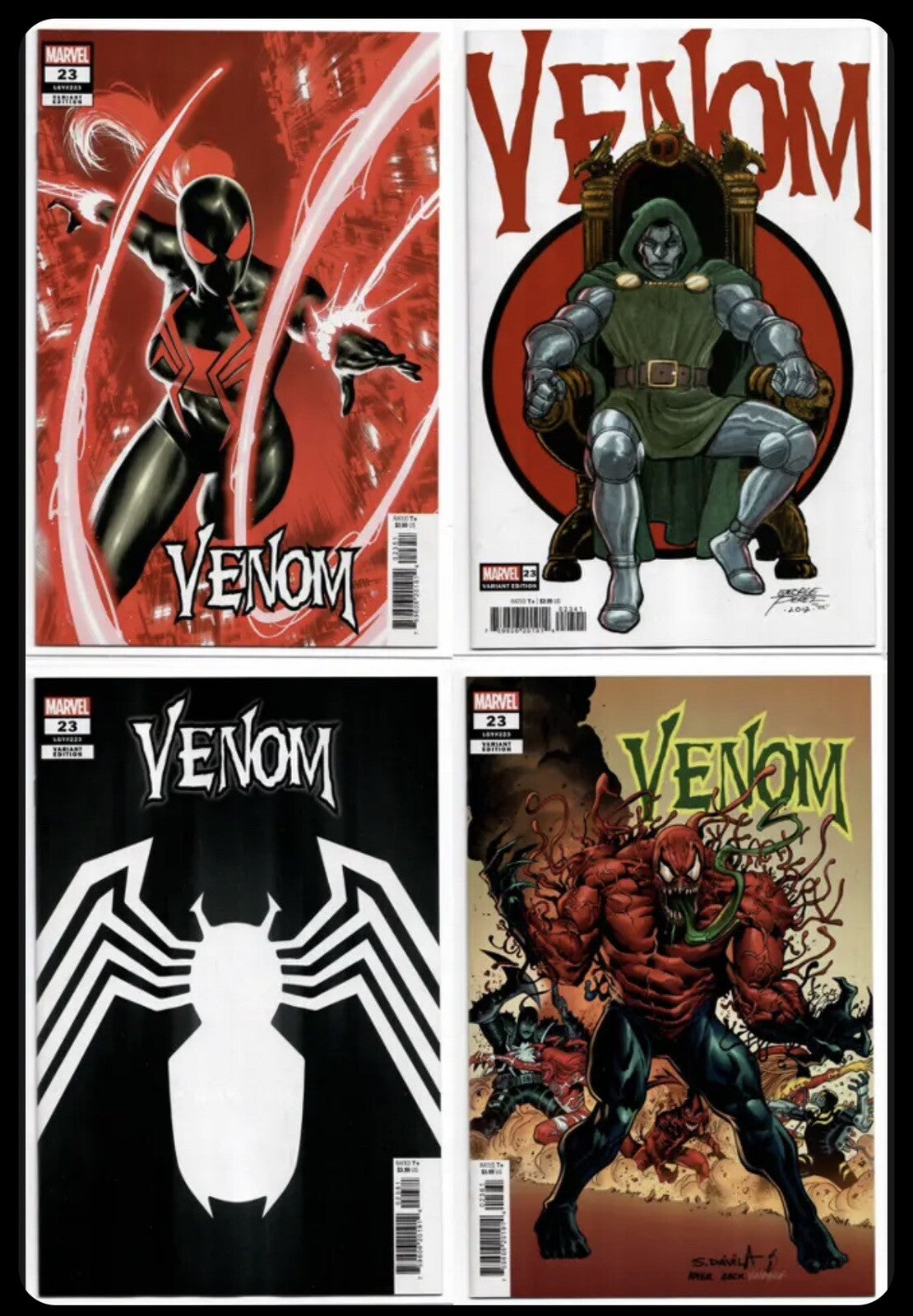 π₯π¨ Venom #23 4 Pack CAFU SPOILER Perez Trade HOMAGE Insignia Trade Variant SET