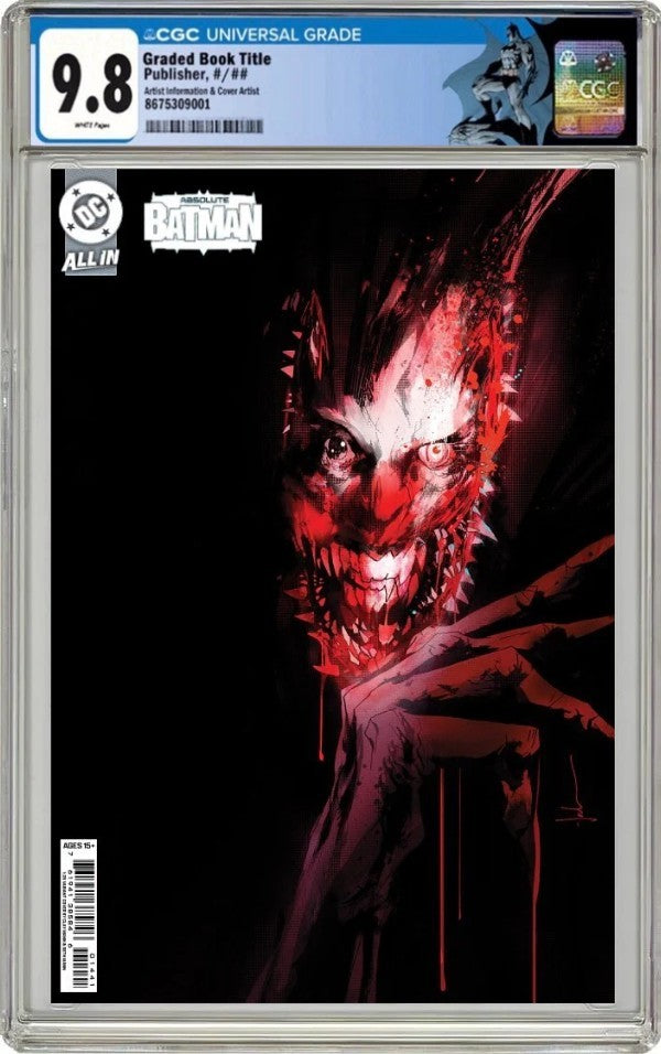 ABSOLUTE BATMAN #15 CGC 9.8 π₯ CVR B JOCK CARD STOCK VARIANT CUSTOM LABEL