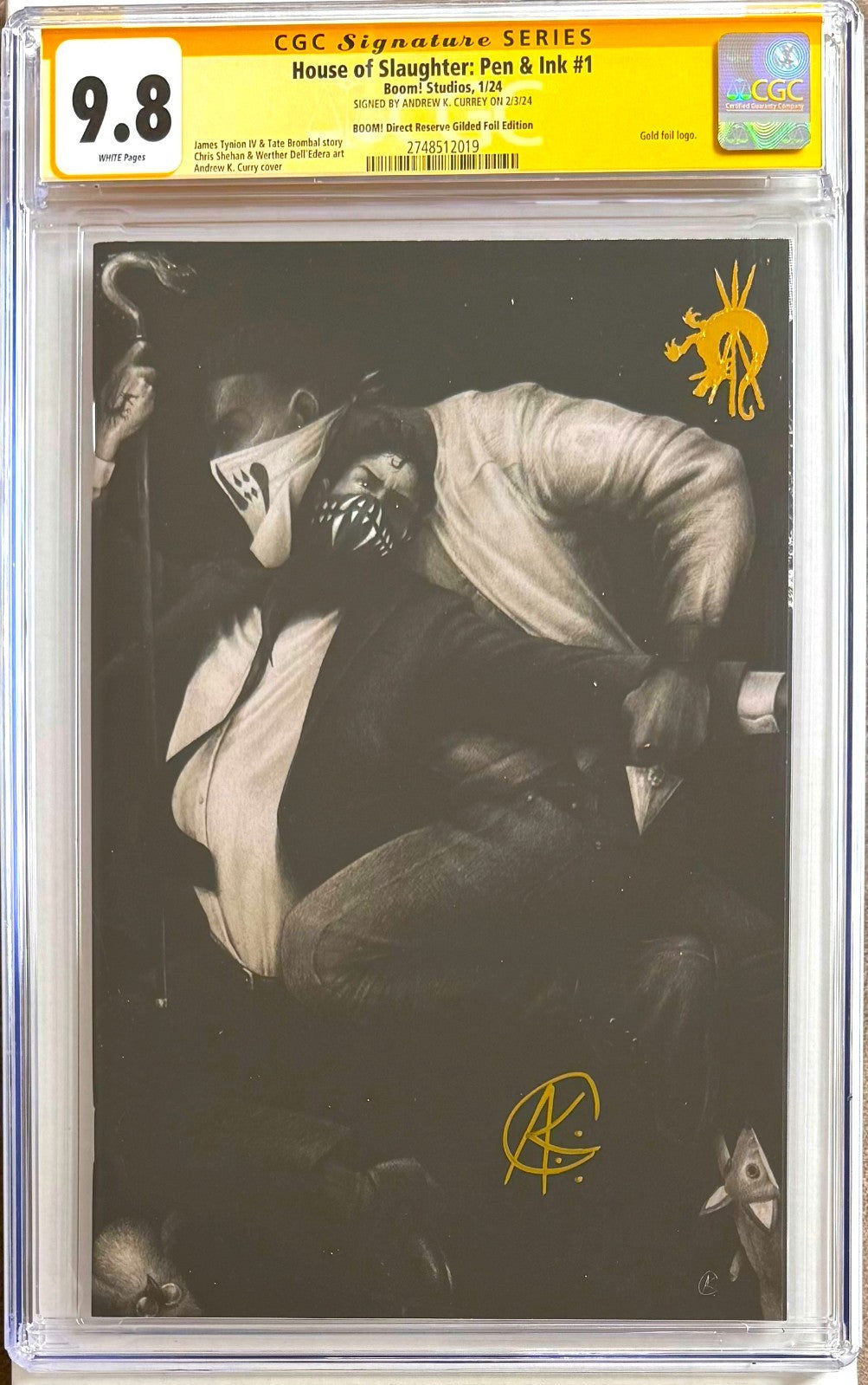 HOUSE OF SLAUGHTER: PEN & INK #1 SS CGC 9.8 🔥SIGNED CURREY GILDED FOIL LTD 100
