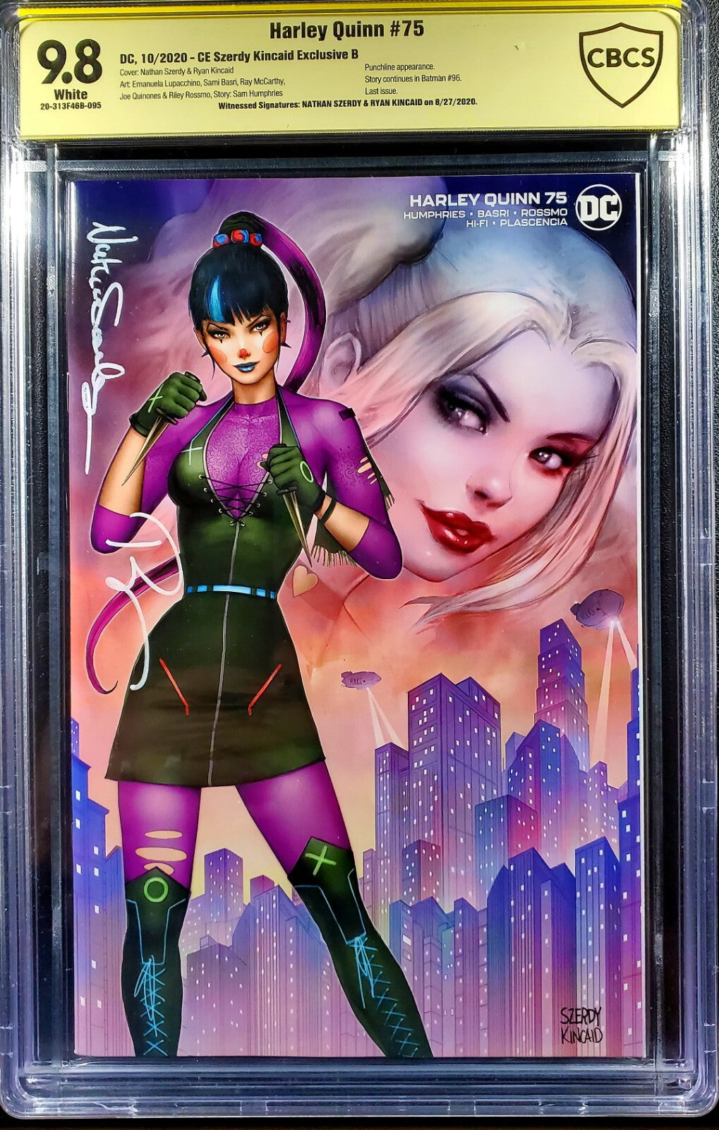 🔥Harley Quinn #75 9.8 CBCS VIRGIN 2x signed Szerdy & Kincaid Punchline Batman