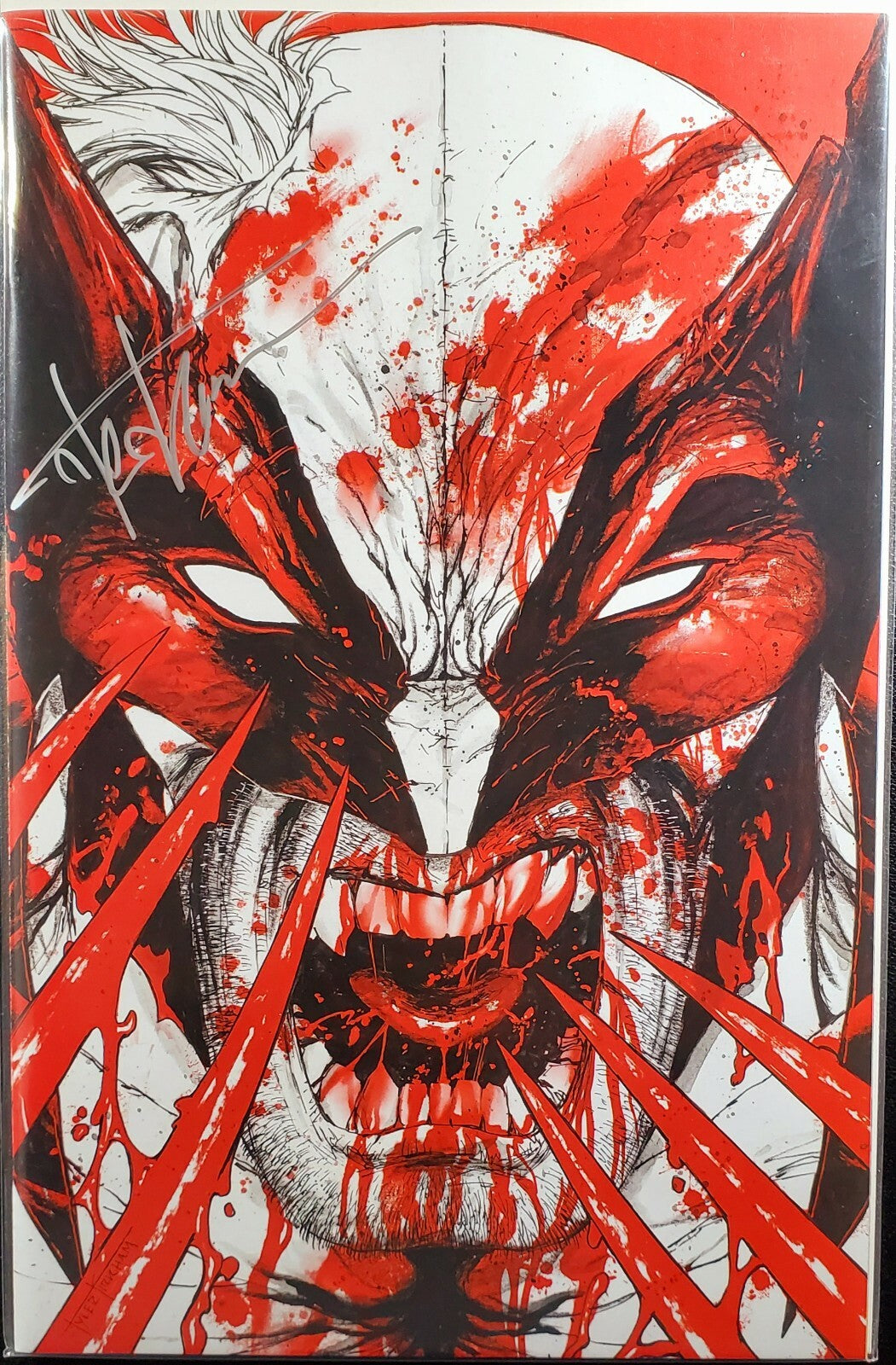 π₯ WOLVERINE BLACK, WHITE, & BLOOD #1 SS signed by TYLER KIRKHAM Virgin Variant