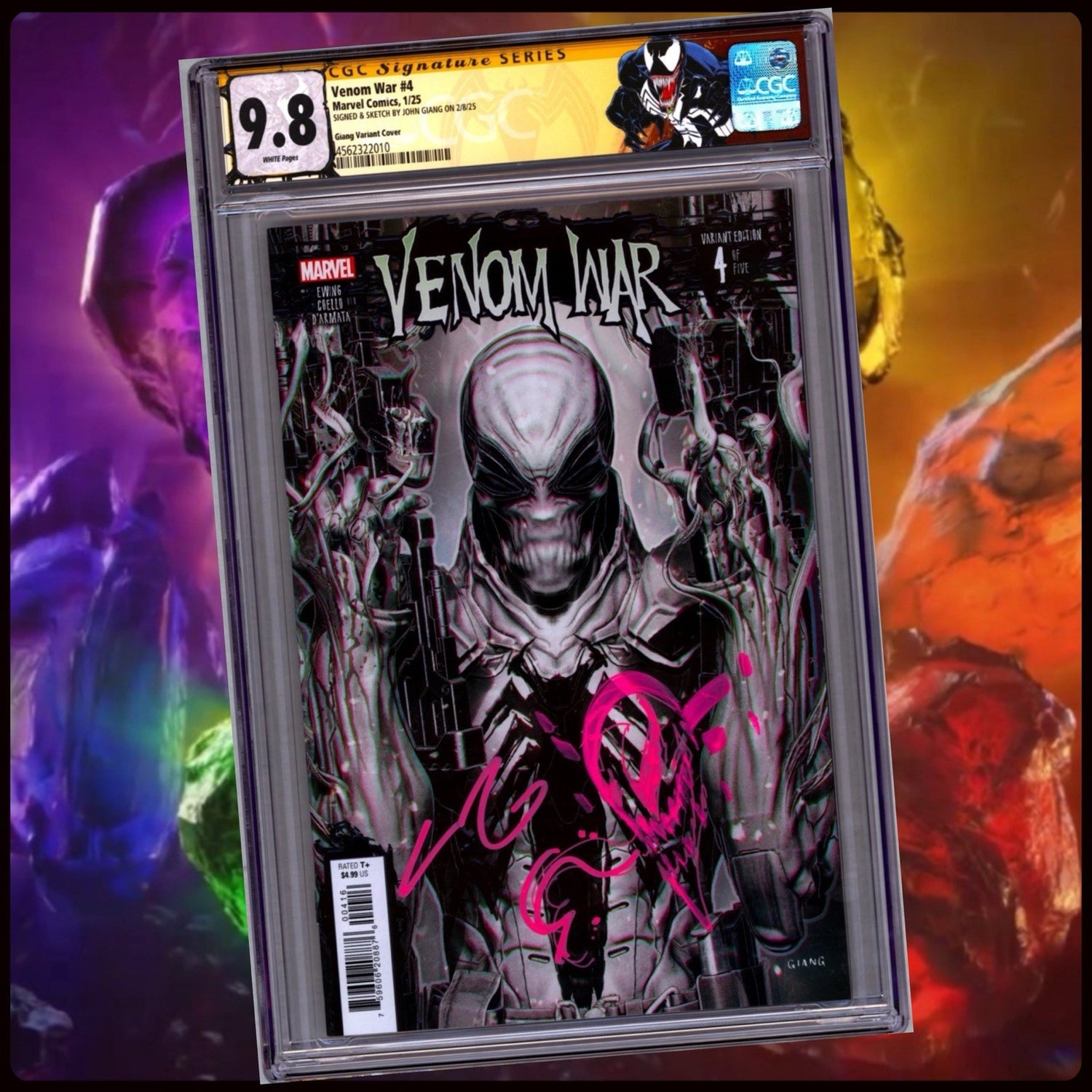 VENOM WAR #4 SS CGC 9.8 🕸 1:25 SIGNED & REMARKED BY JOHN GIANG🔥CUSTOM LABEL