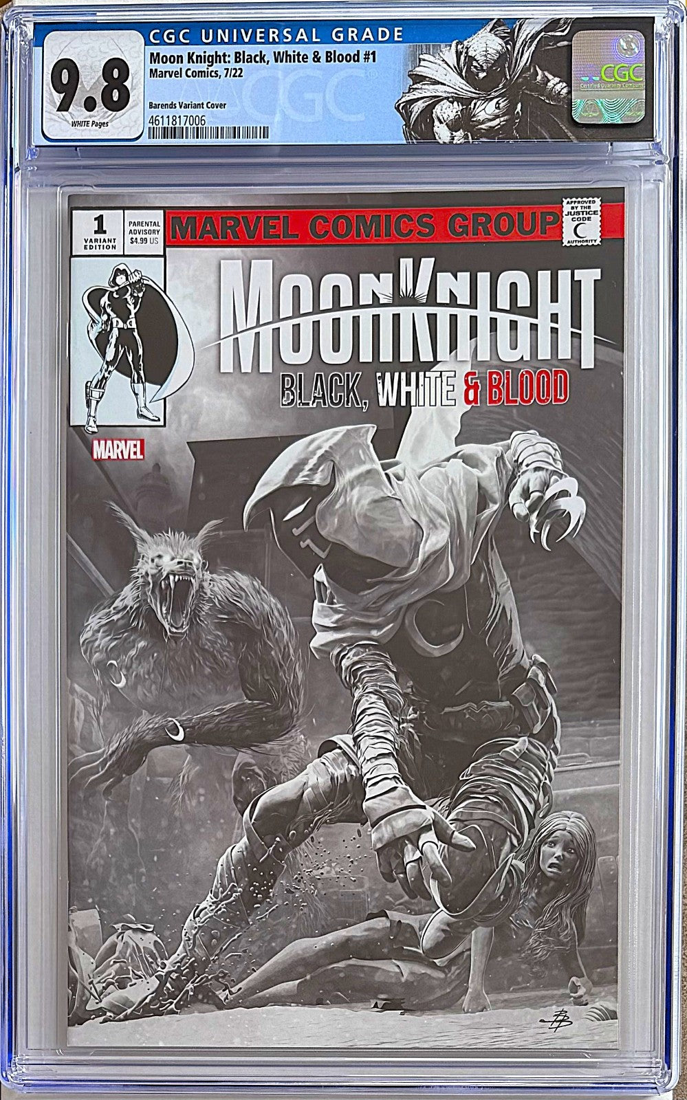 MOON KNIGHT: BLACK, WHITE & BLOOD #1 BJORN BARENDS CGC 9.8 🌙🔥 KEY 1ST APP