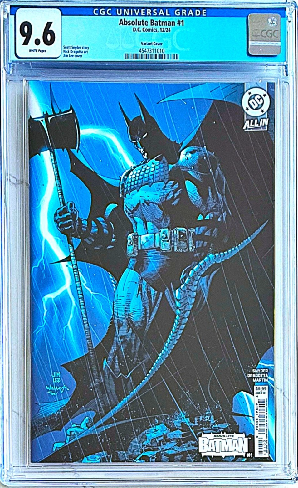 ABSOLUTE BATMAN #1 CGC 9.6 - JIM LEE VARIANT COVER