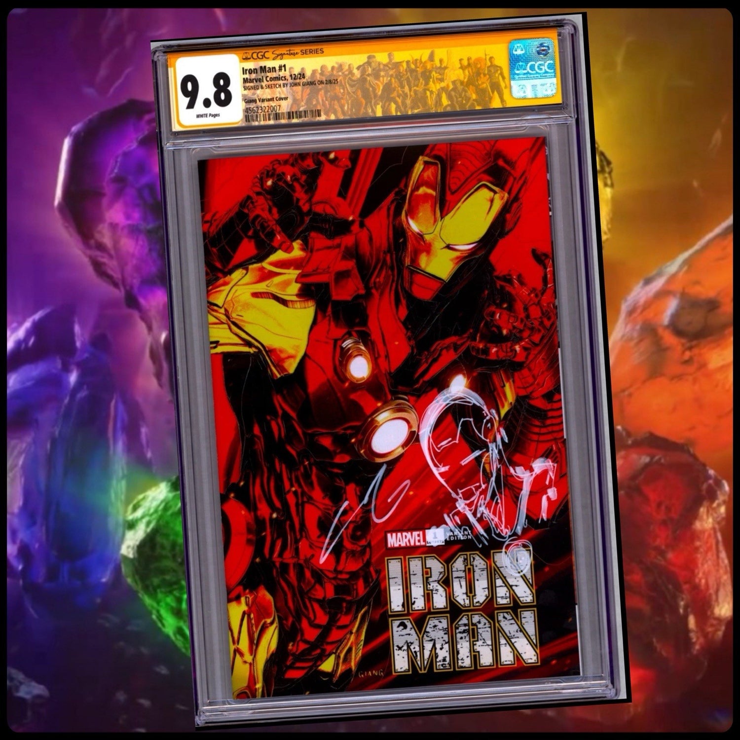 Iron Man, CGC 9.8, CGC, Signed Edition, Signed and sketched, Signature Series, John Giang, Custom Label
