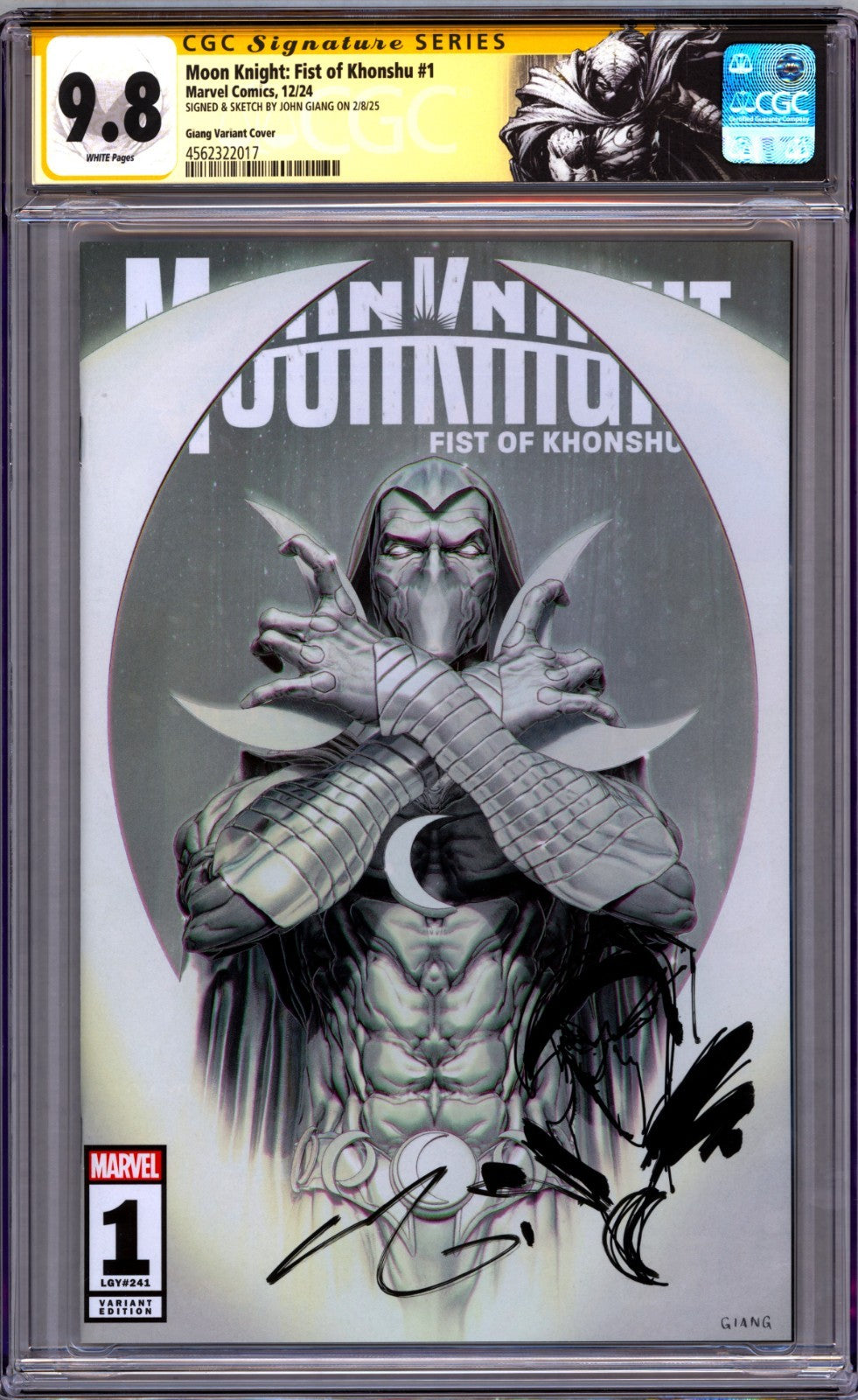 MOON KNIGHT: FIST OF KHONSHU #1 SS CGC 9.8 JOHN GIANG SIGNED & REMARKED🔥