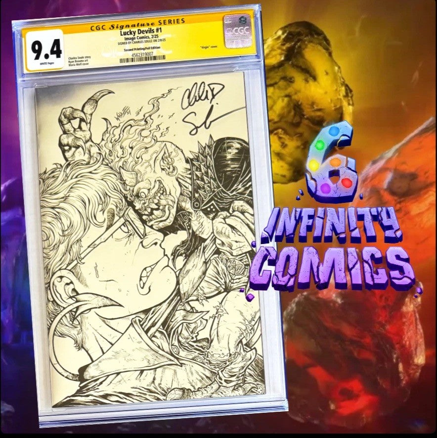 THE LUCKY DEVILS #1 CGC 9.4 SS π₯ MARIA WOLF 2ND PRINT FOIL SIGNED CHARLES SOULE