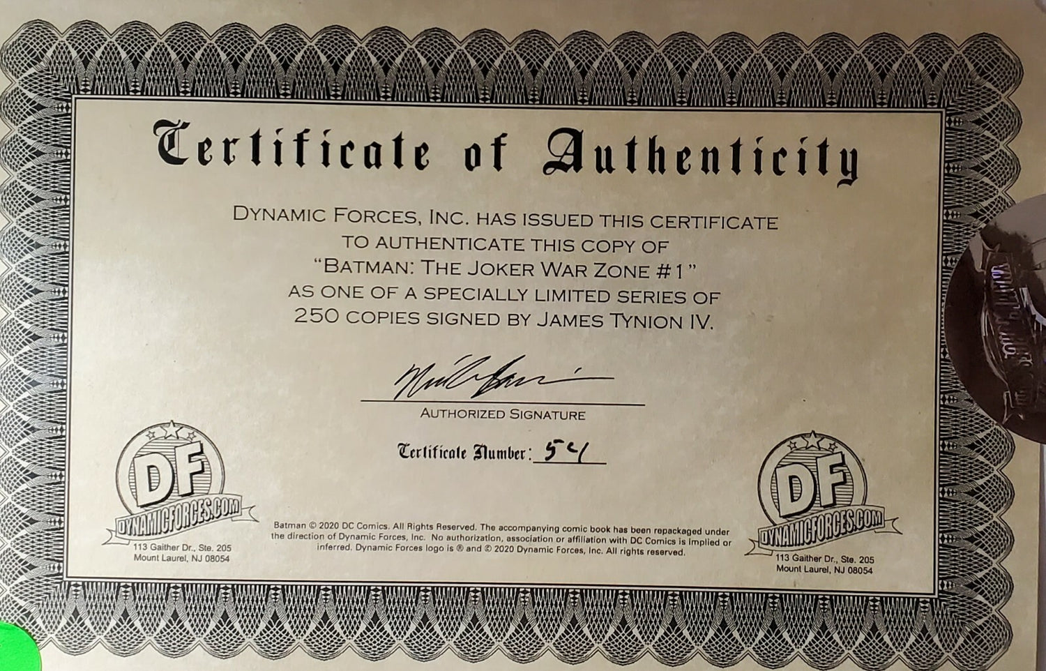 π₯π¦ BATMAN THE JOKER WAR ZONE #1 π¦ SIGNED BY JAMES TYNION LMT 250 W/ COA + RAW