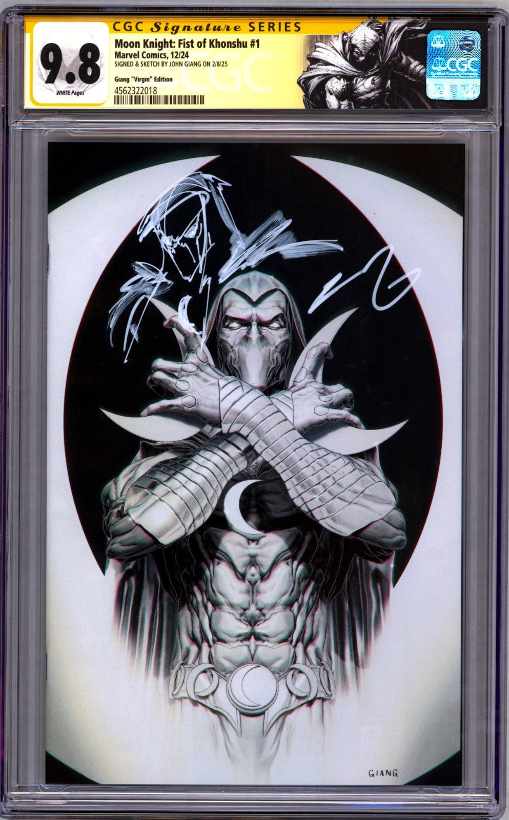 Moon Knight: Fist of Khonshu 1 SS CGC 9.8 Virgin John Giang signed & remarked🔥