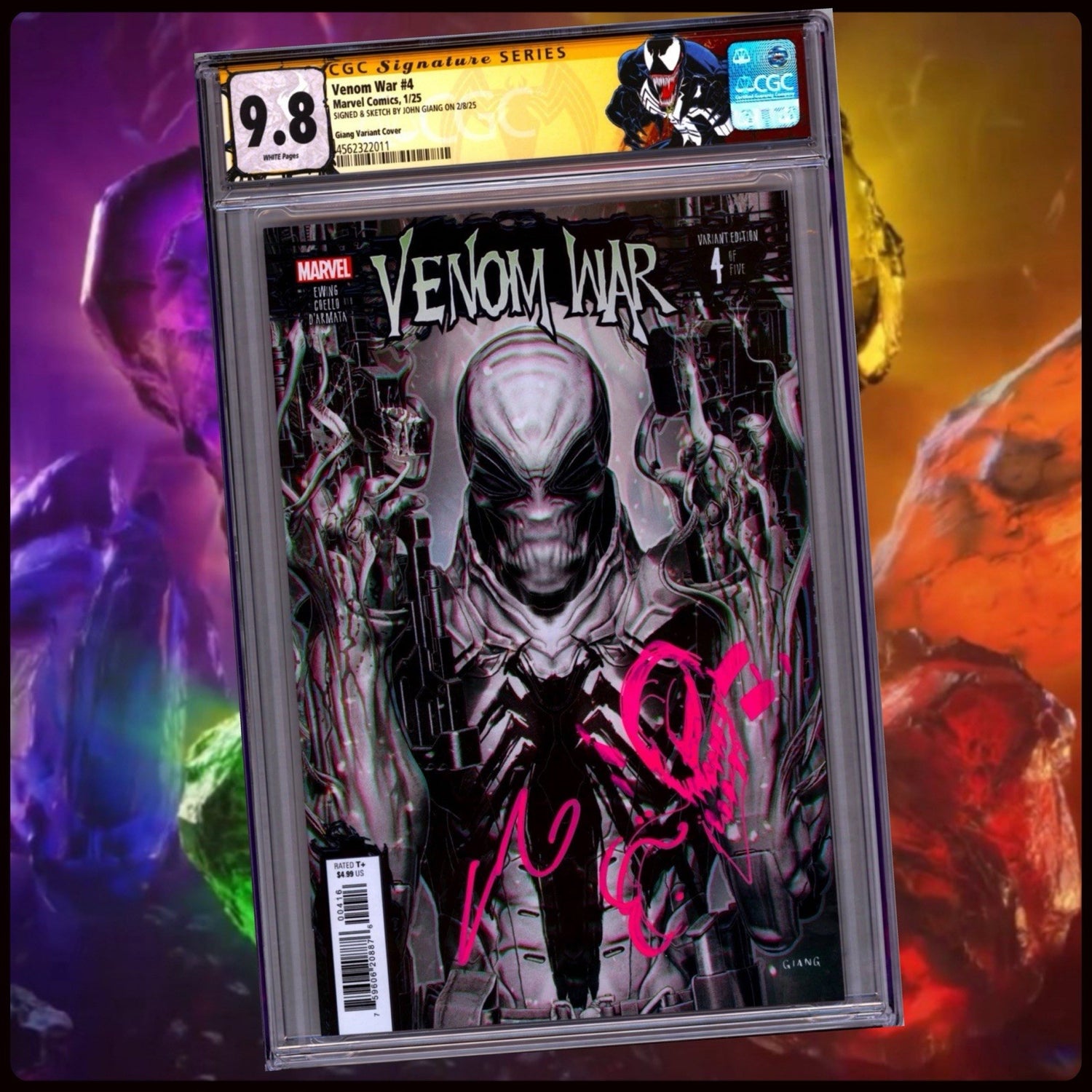 VENOM WAR #4 SS CGC 9.8 🕸 1:25 SIGNED & REMARKED BY JOHN GIANG🔥CUSTOM LABEL