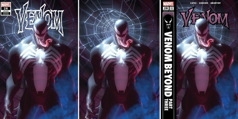 VENOM 28 ALEX GARNER TRADE DRESS BACK IN BLACK HOMAGE VARIANT 3-PACK SOLD OUT!