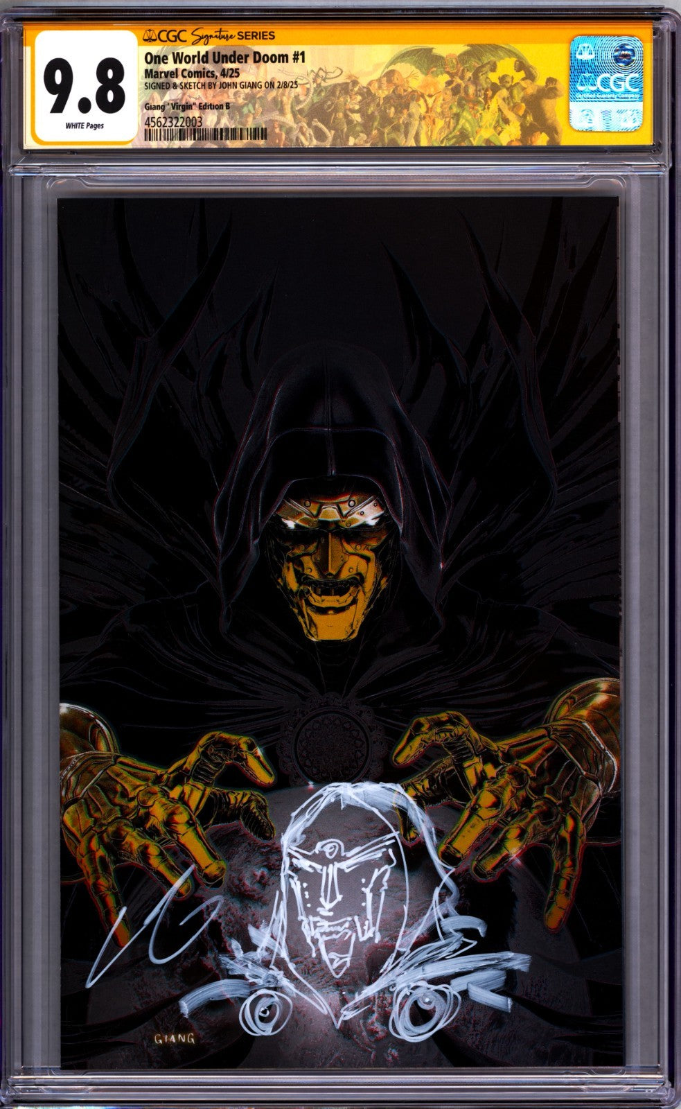 ONE WORLD UNDER DOOM #1 VIRGIN SS CGC 9.8 SIGNED AND REMARKED BY JOHN GIANG