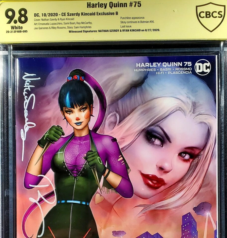 🔥Harley Quinn #75 9.8 CBCS VIRGIN 2x signed Szerdy & Kincaid Punchline Batman