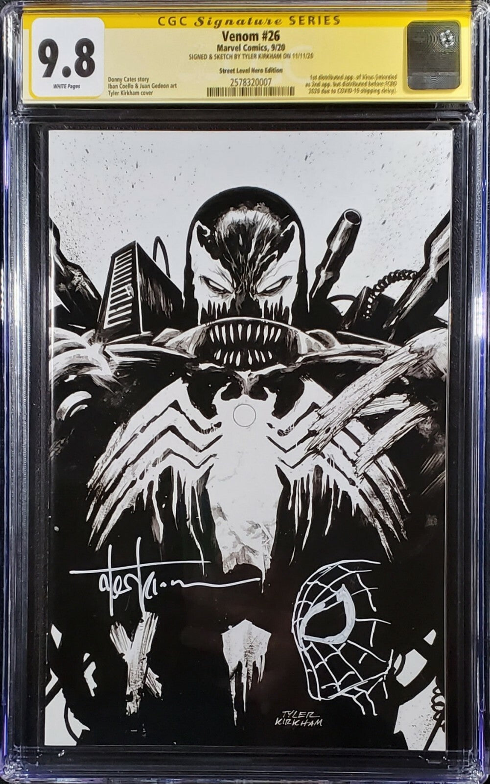 VENOM #26 CGC 9.8 SS SIGNED SKETCH REMARK TYLER KIRKHAM πΈοΈ REMARQUE 1ST AP