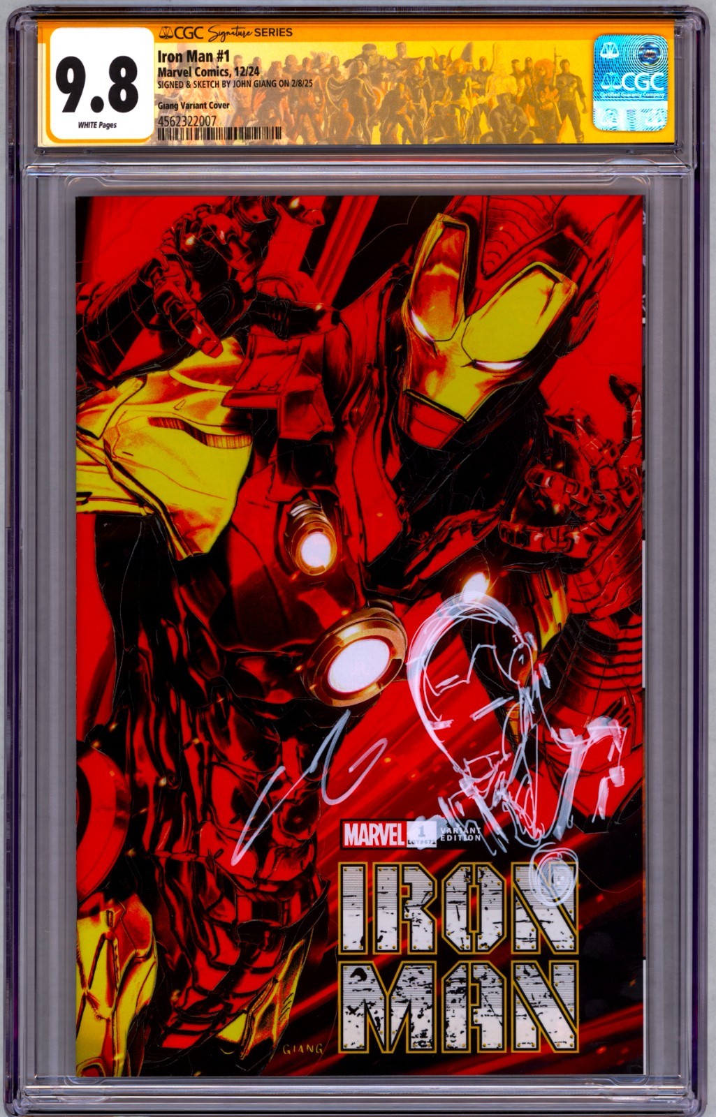IRON MAN #1 CGC 9.8 SS SIGNED AND REMARKED BY JOHN GIANG CUSTOM LABEL