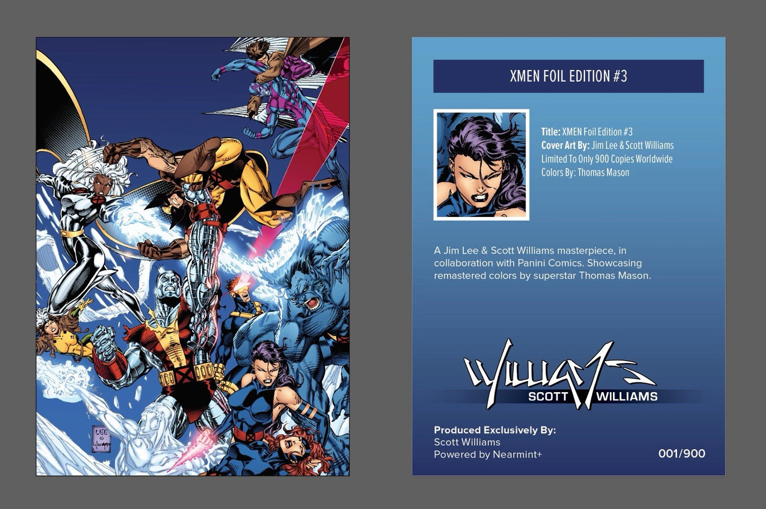 🔥2024 X-men 3 NM MX NYCC Foil Jim Lee Scott Williams Blue Foreign 🔥LMT 900 COA