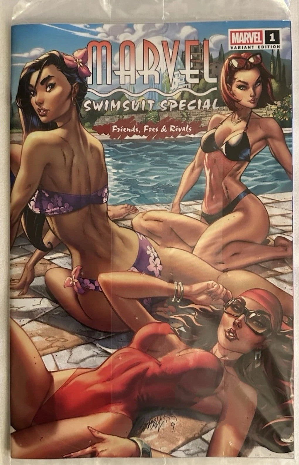 MARVEL SWIMSUIT SPECIAL FRIENDS FOES & RIVALS #1 1:25 B&W VIRGIN SDCC VARIANT