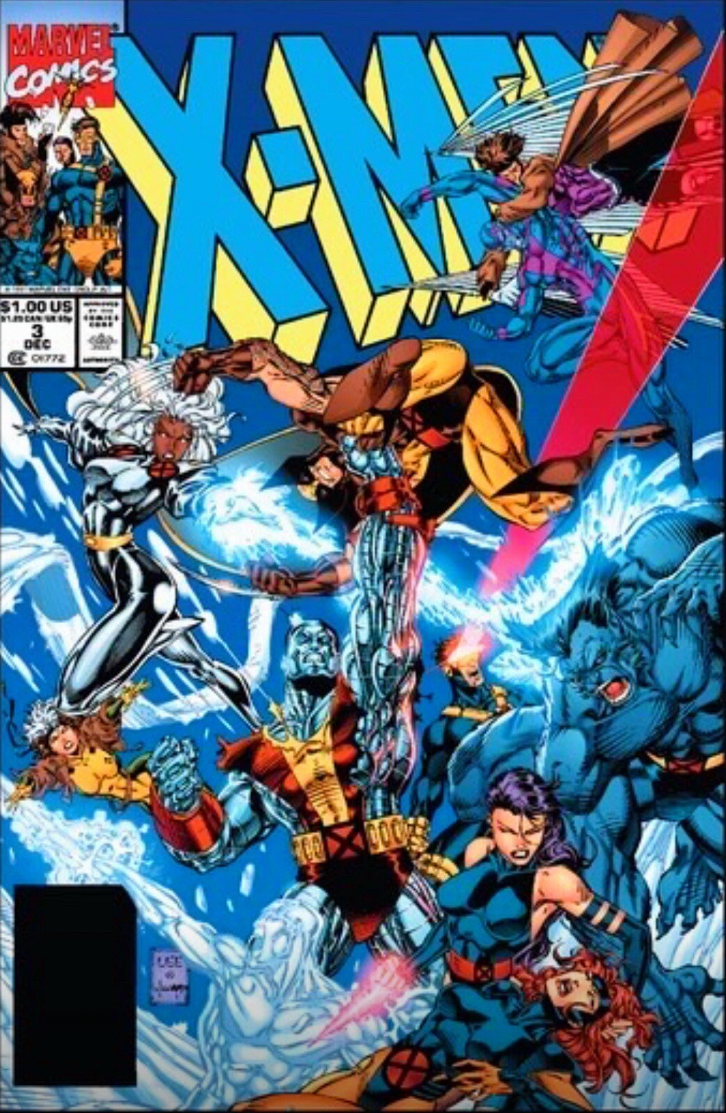 🔥2024 X-men 3 NM MX NYCC Foil Jim Lee Scott Williams Blue Foreign 🔥LMT 900 COA