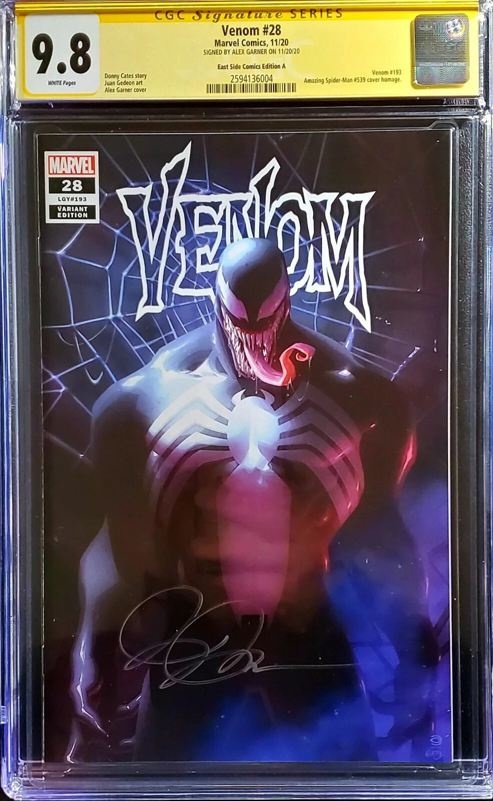 CGC, CGC 9.8, Venom, Signed Edition, Signature Series, Alex Garner, ASM