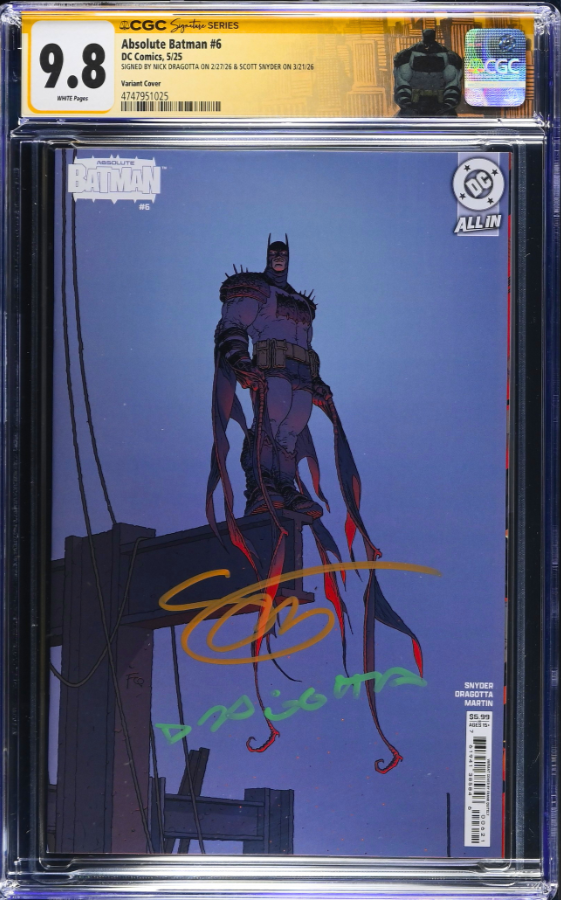 ABSOLUTE BATMAN #6 SS CGC 9.8 🔥 FRANK QUITELY COVER SIGNED BY SNYDER DRAGOTTA