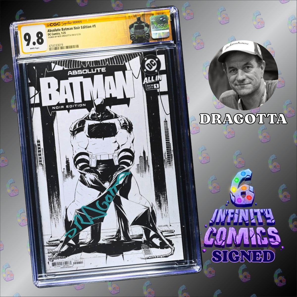 ABSOLUTE BATMAN NOIR EDITION #1 CGC SS 9.8 🔥 1ST PRINT B&W SIGNED BY DRAGOTTA