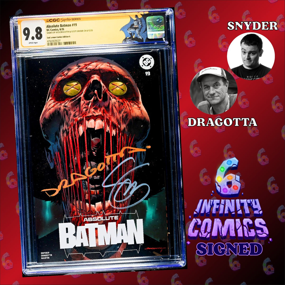 ABSOLUTE BATMAN #19 SS CGC 9.8 🔥 RAFA SANDOVAL SIGNED X2 BY DRAGOTTA & SNYDER