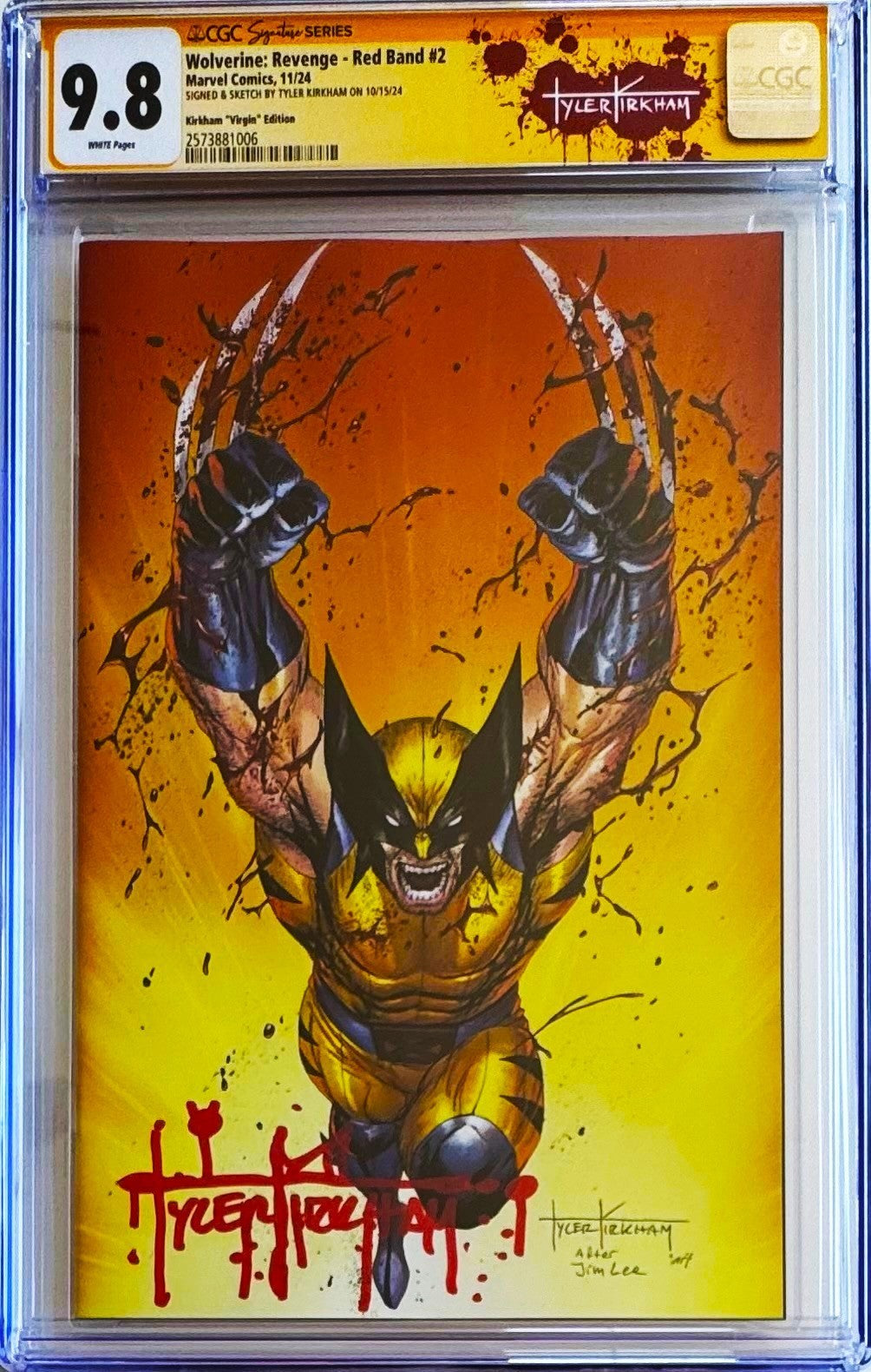 WOLVERINE: REVENGE - RED BAND #2 🔥 CGC 9.8 SS SKETCHED KIRKHAM VIRGIN VARIANT
