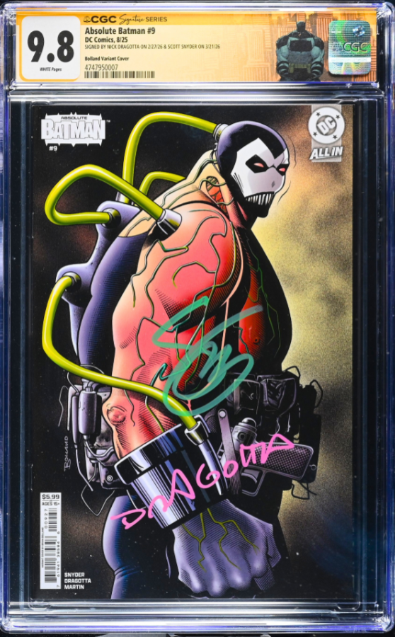 ABSOLUTE BATMAN #9 SS CGC 9.8 🔥 BRIAN BOLLAND COVER SIGNED SNYDER DRAGOTTA