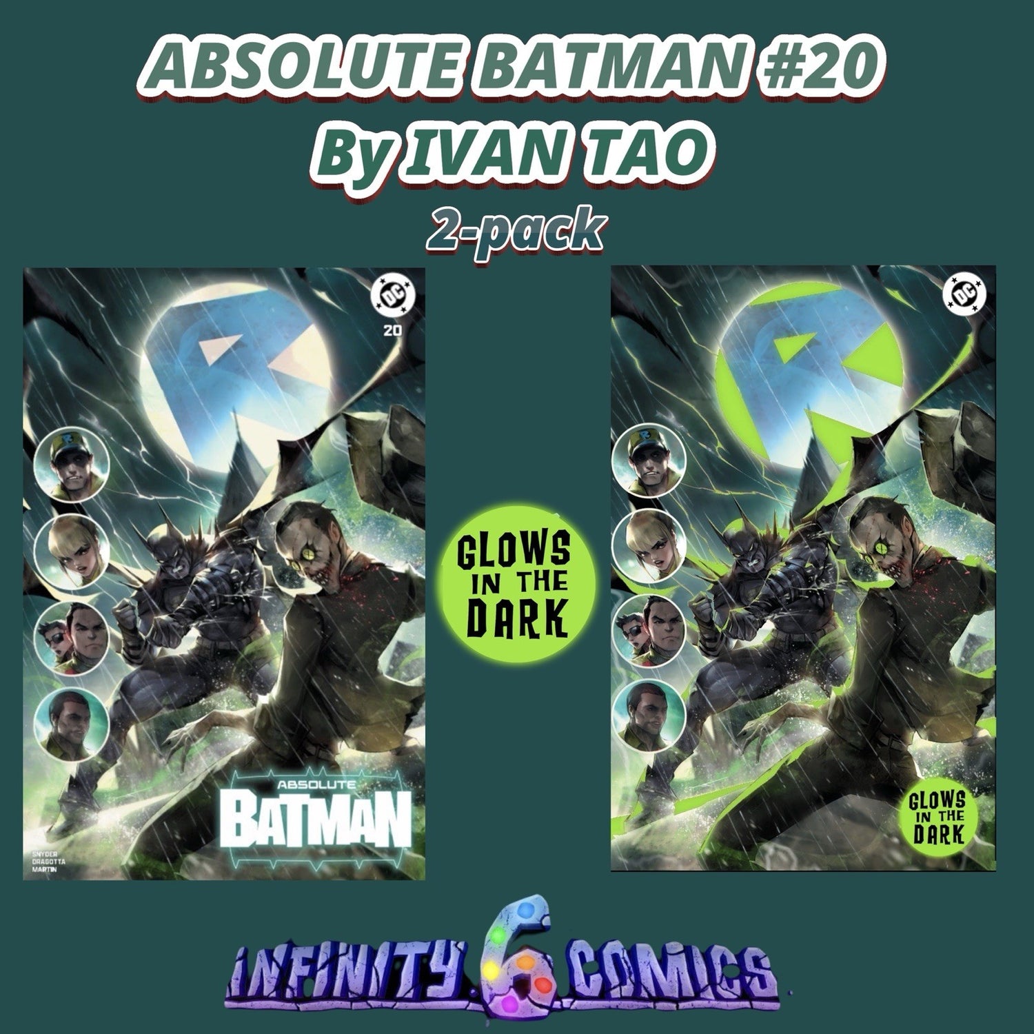 ABSOLUTE BATMAN #20 🔥 IVAN TAO EXCLUSIVE VIRGIN GLOW IN THE DARK & TRADE SET