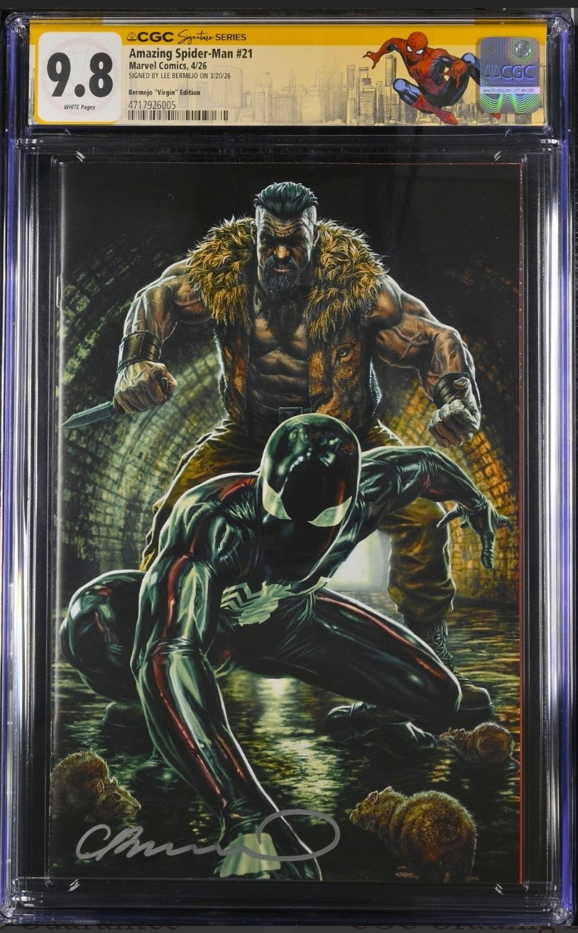 AMAZING SPIDER-MAN #21 SS CGC 9.8 🔥 SIGNED BY LEE BERMEJO VIRGIN VARIANT
