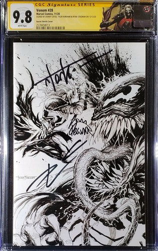 🔥🚨 Venom #28 CGC 9.8 SS 3x signed Cates Stegman Kirkham Secret Sketch B&W