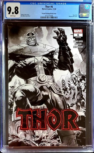 🔥🚨Thor #6 2nd Print 1:50 Klein Sketch Variant CGC 9.8  2020 Cates  crain