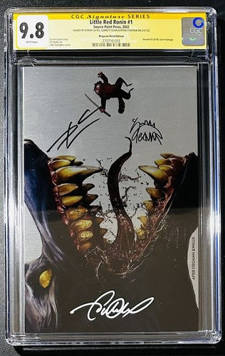 🔥🚨Little Red Ronin 1 metal CGC 9.8 SS 3x Signed Stegman , Cates , Gunn LMT 30