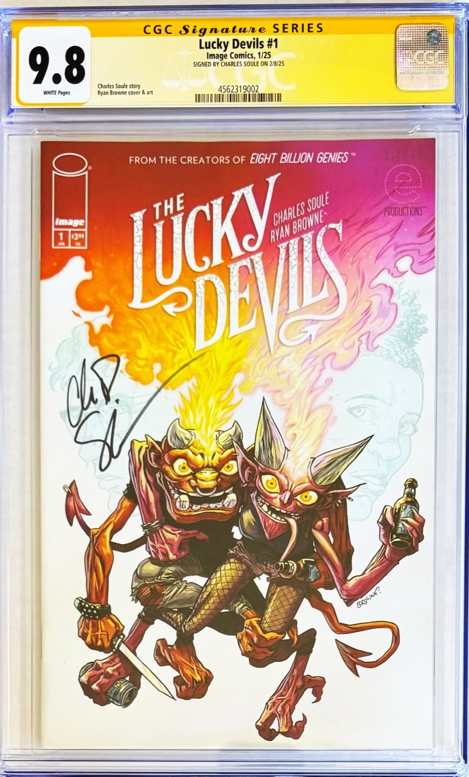 THE LUCKY DEVILS #1 CGC 9.8 SS 🔥 RYAN BROWNE SIGNED BY CHARLES SOULE