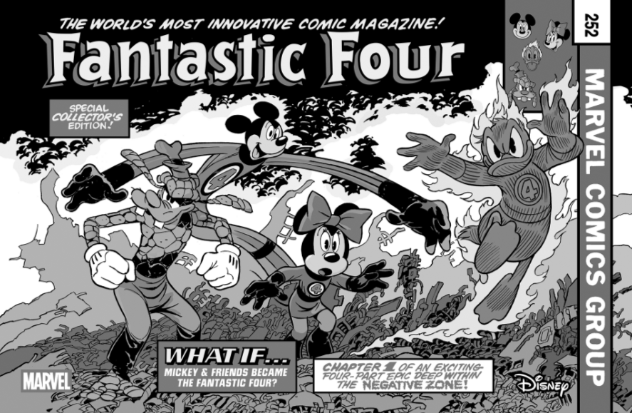 FANTASTIC FOUR #4 🔥 ANDREA FRECCERO B&W DISNEY WHAT IF? HOMAGE VARIANT [1:100]