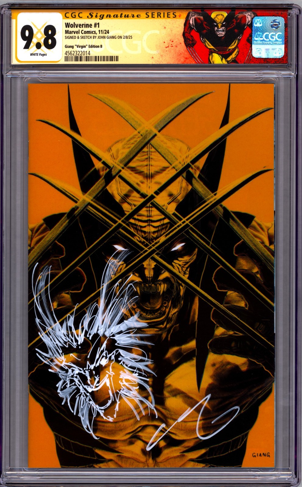 WOLVERINE #1 VIRGIN CGC 9.8 SS SIGNED AND REMARKED BY JOHN GIANG🔥CUSTOM LABEL