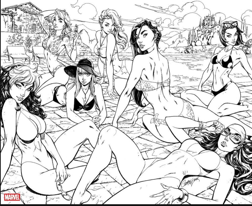 MARVEL SWIMSUIT SPECIAL FRIENDS FOES & RIVALS #1 1:25 B&W VIRGIN VARIANT