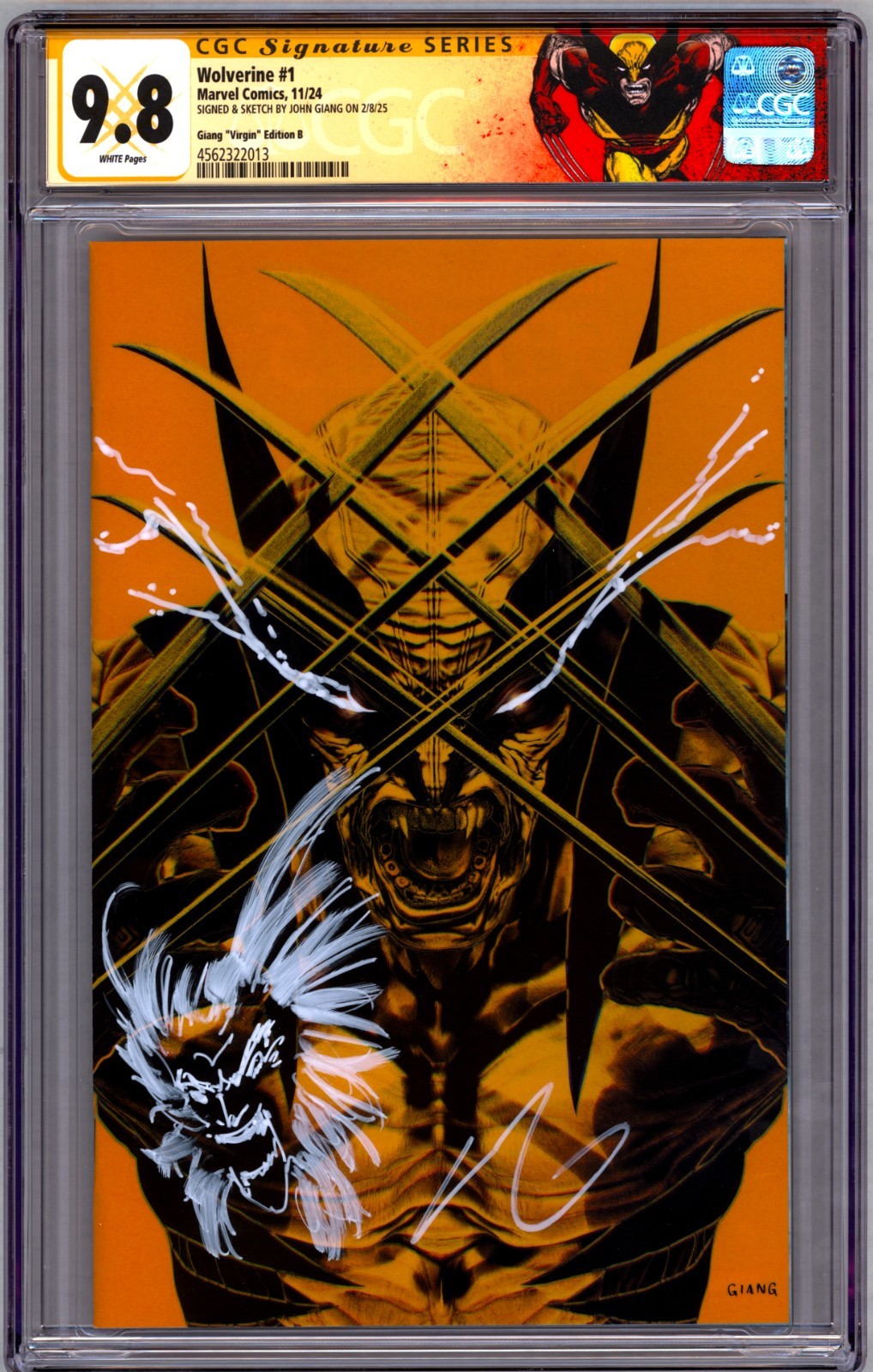 WOLVERINE #1 VIRGIN CGC 9.8 SS SIGNED AND REMARKED BY JOHN GIANG🔥CUSTOM LABEL