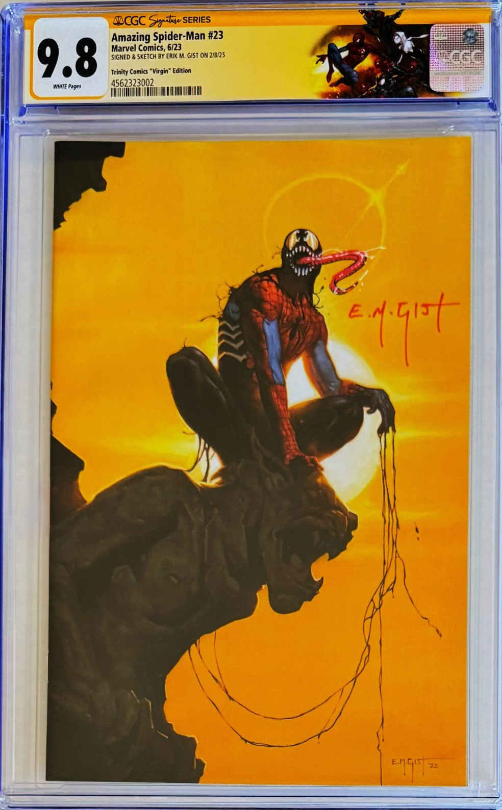 AMAZING SPIDER-MAN 23 CGC 9.8 SS 🔥 SIGNED E. M. GIST + VENOM REMARQUE VIRGIN