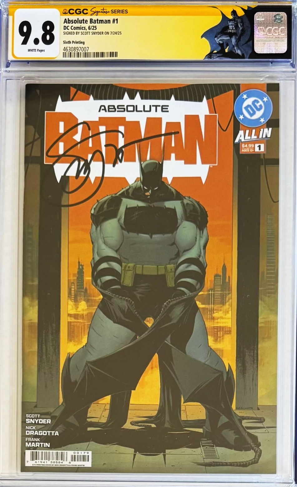 ABSOLUTE BATMAN #1 9.8 CGC SS 🔥SIGNED SCOTT SNYDER -NICK DRAGOTTA CUSTOM LABEL
