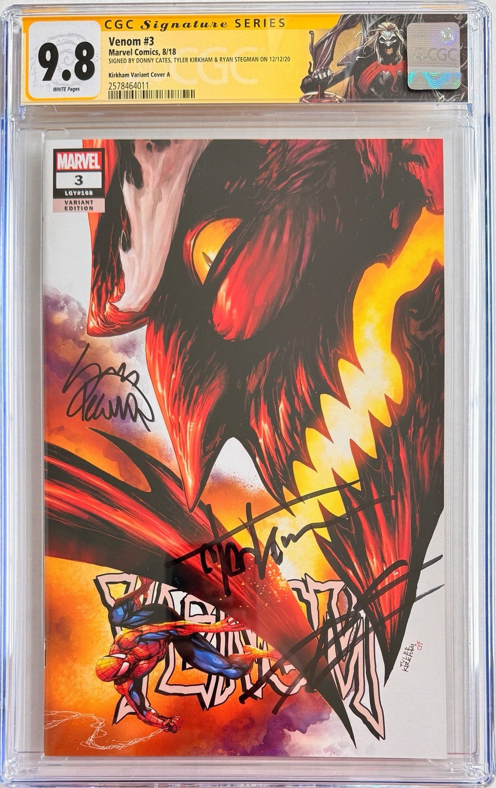 Venom #3  SS 3x CGC 9.8 signed by Stegman, Cates & Kirkham 🕸️1st App of Knull