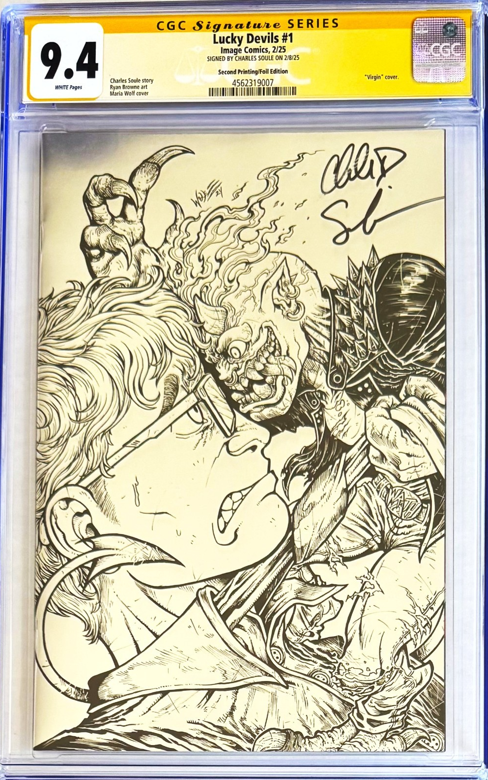 THE LUCKY DEVILS #1 CGC 9.4 SS 🔥 MARIA WOLF 2ND PRINT FOIL SIGNED CHARLES SOULE