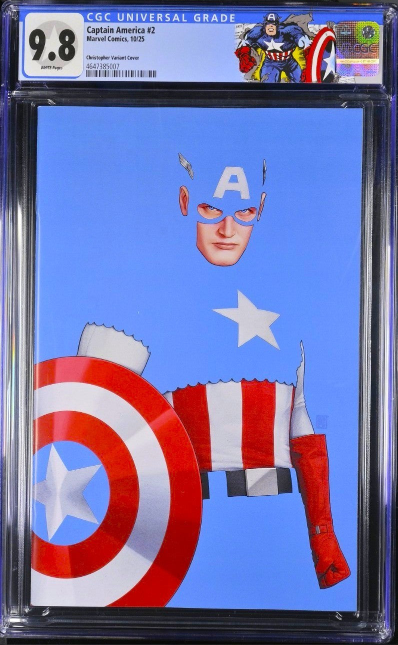 CAPTAIN AMERICA #2 CGC 9.8 🔥 JOHN TYLER CHRISTOPHER NEGATIVE SPACE VIRGIN